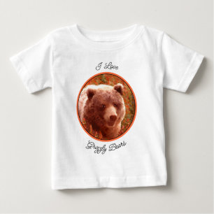 T-shirt Pour Bébé Grizzly Bear Cub dans Fireweed Peinture Art de la 