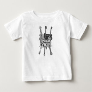 T-shirt Pour Bébé Guitares rétro en noir et blanc pour guitaristes