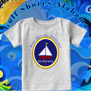 T-shirt Pour Bébé Gulf Shores, Alabama Cute Sailboat Ancre et nom