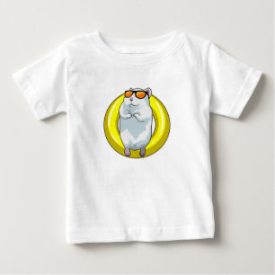 T-shirt Pour Bébé Hamster à la natation avec anneau de natation
