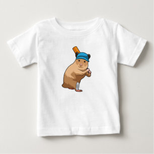 T-shirt Pour Bébé Hamster au cricket avec chauve-souris de cricket