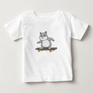 T-shirt Pour Bébé Hamster en patinage avec skateboard