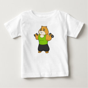 T-shirt Pour Bébé Hamster Fitness Dumbbell