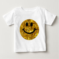 Happy Face Faux Sparkly Gold Bling - Matte scintil