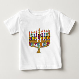 T-shirt Pour Bébé Happy Hanukkah Dreidels Menorah