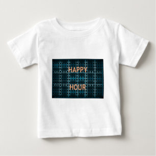 T-shirt Pour Bébé Happy Hour Texte bleu Vector Art Imprimer