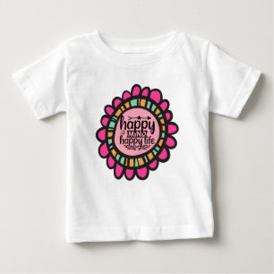T-shirt Pour Bébé Happy Mind Happy Life Motivational Design graphiqu