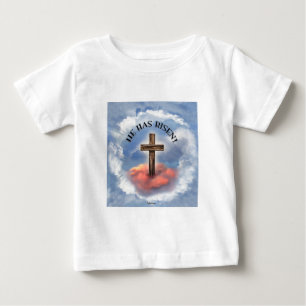T-shirt Pour Bébé Has Risen Rugged Cross With Clouds