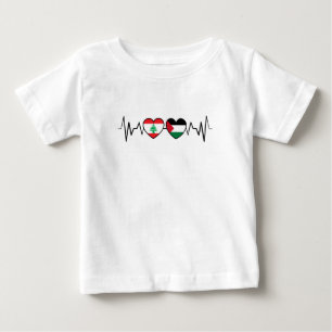 T-shirt Pour Bébé Heartbeat Lebanon Palestine Unity drapeaux.