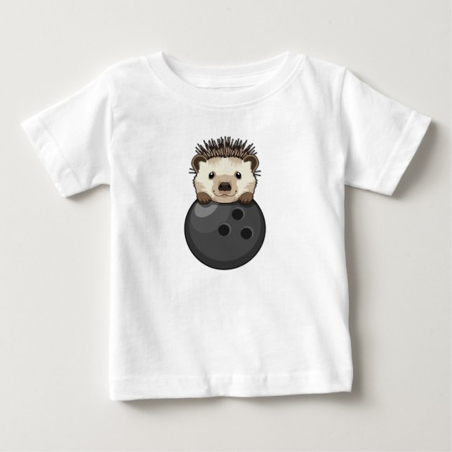 T-shirt Pour Bébé Hérisson à Bowling avec Bowling (Devant)