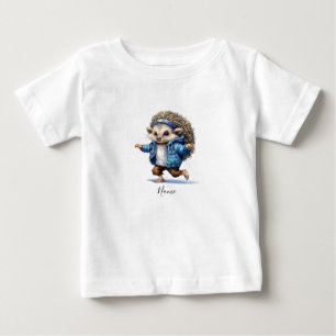 T-shirt Pour Bébé Hérisson dansant à l'aquarelle