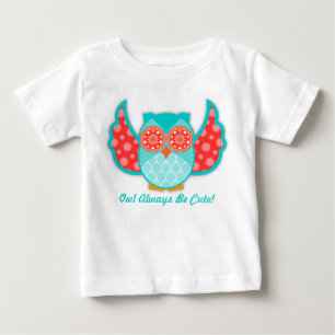 T-shirt Pour Bébé Hibou Boheme Teal et rouge