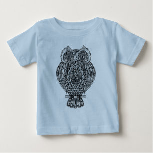 T-shirt Pour Bébé Hibou fleuri tiré par la main inspiré