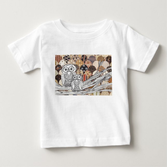 T-shirt Pour Bébé Hiboux 2 de patchwork (Devant)