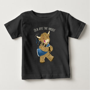 T-shirt Pour Bébé Highland Cow And Bagpipes Dit Och Aye The Moo!