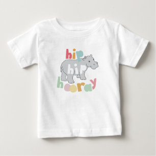 T-shirt Pour Bébé Hip Hip Houray Dessin Hippone gris