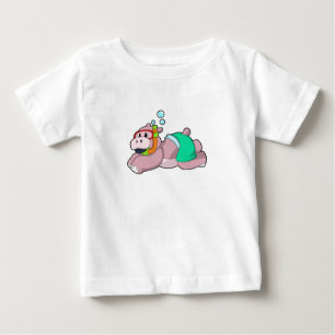 T-shirt Pour Bébé Hippo à la plongée avec tuba