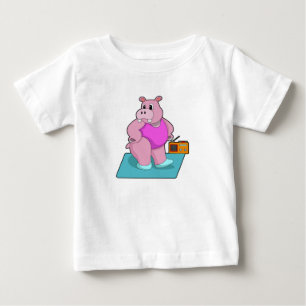 T-shirt Pour Bébé Hippo at Fitness with Radio.PNG