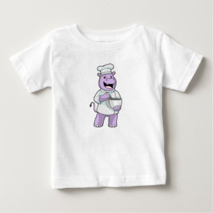 T-shirt Pour Bébé Hippo comme chef avec bol