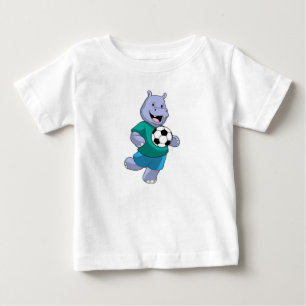 T-shirt Pour Bébé Hippo comme joueur de football avec Soccer