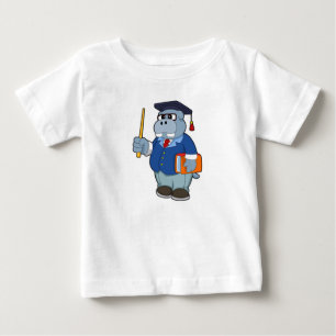 T-shirt Pour Bébé Hippo comme professeur avec livre