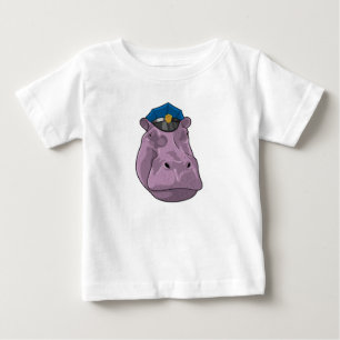 T-shirt Pour Bébé Hippo en tant que policier