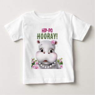 T-shirt Pour Bébé Hippo Floral Girl Anniversaire