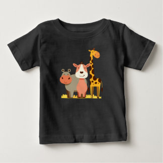 T-shirt Pour Bébé Hippo Hugs & Giraffe Giggles Adorable Safari bébé