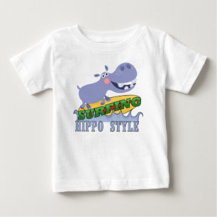 T-shirt Pour Bébé Hippopotame de surfer