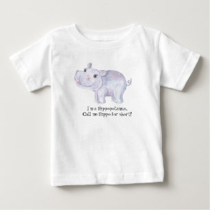T-shirt Pour Bébé Hippopotame de Whimsical - Aquarelle
