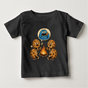 T-shirt Pour Bébé Histoire de feu de camp sur un monstre bleu drôle 