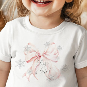 T-shirt Pour Bébé Hiver Rose Onederland Argent 1er Anniversaire