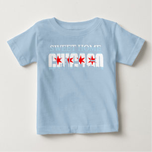 T-shirt Pour Bébé Horizon à la maison doux de drapeau de Chicago