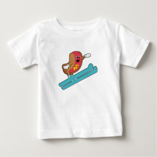 T-shirt Pour Bébé Hotdog comme sauteur de ski avec Ski.PNG