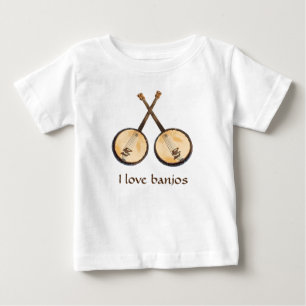 T-shirt Pour Bébé I Love Banjo Music Instruments