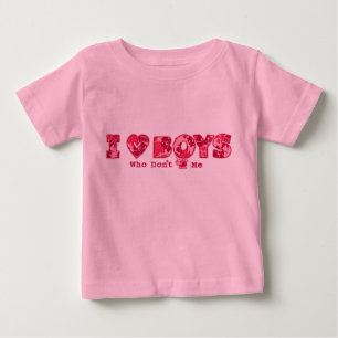 T-shirt Pour Bébé "I Love Boys" Bébé Tee en rose / rose