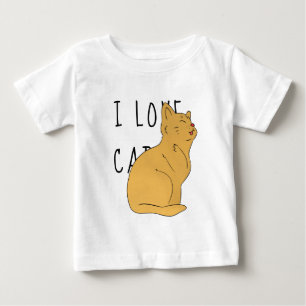 T-shirt Pour Bébé I Love Cats - Belle Dessin - Bébé Top