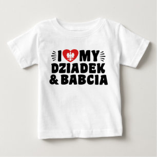 T-shirt Pour Bébé I Love My Babcia & Dziadek