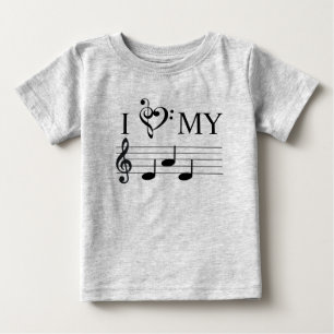 T-shirt Pour Bébé I Love My Dad Music Notes Heart Treble Clef Funny