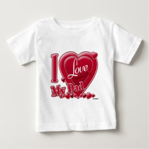 T-shirt Pour Bébé I Love My Dad rouge - coeur