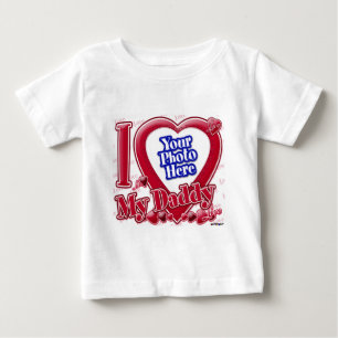 T-shirt Pour Bébé I Love My Daddy coeur rouge - photo