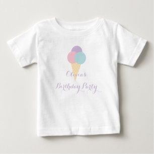 T-shirt Pour Bébé Ice Cream Scoop pastel coloré fête d'anniversaire