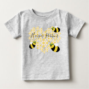 T-shirt Pour Bébé Icône de miel jaune mignon Coeur Miel Abeille Bébé