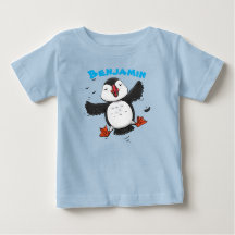 Illustration adorable, joyeuse, de pouffin volant