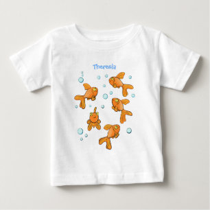 T-shirt Pour Bébé Illustration de caricature de poisson rouge orange