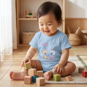 T-shirt Pour Bébé Illustration de nounours et ballons mignons