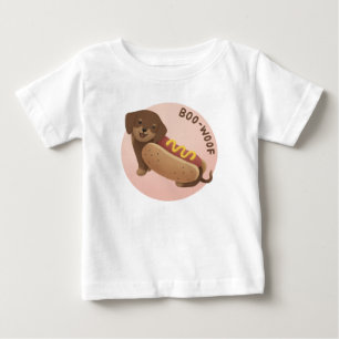 T-shirt Pour Bébé Illustration d'Halloween : Boo-Woof (Dachshund)