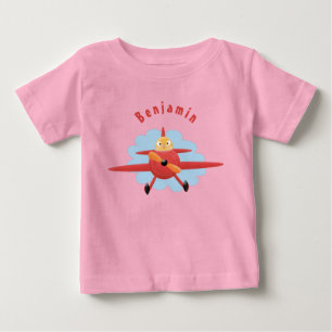 T-shirt Pour Bébé Illustration d'un avion rouge volant mignon
