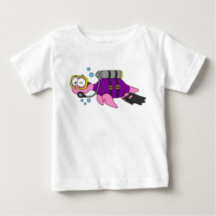 T-shirt Pour Bébé Illustration D'Un Loch Ness Monster Scuba Diver.