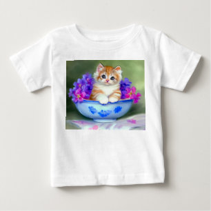 T-shirt Pour Bébé Illustration vintage de chaton orange et blanc